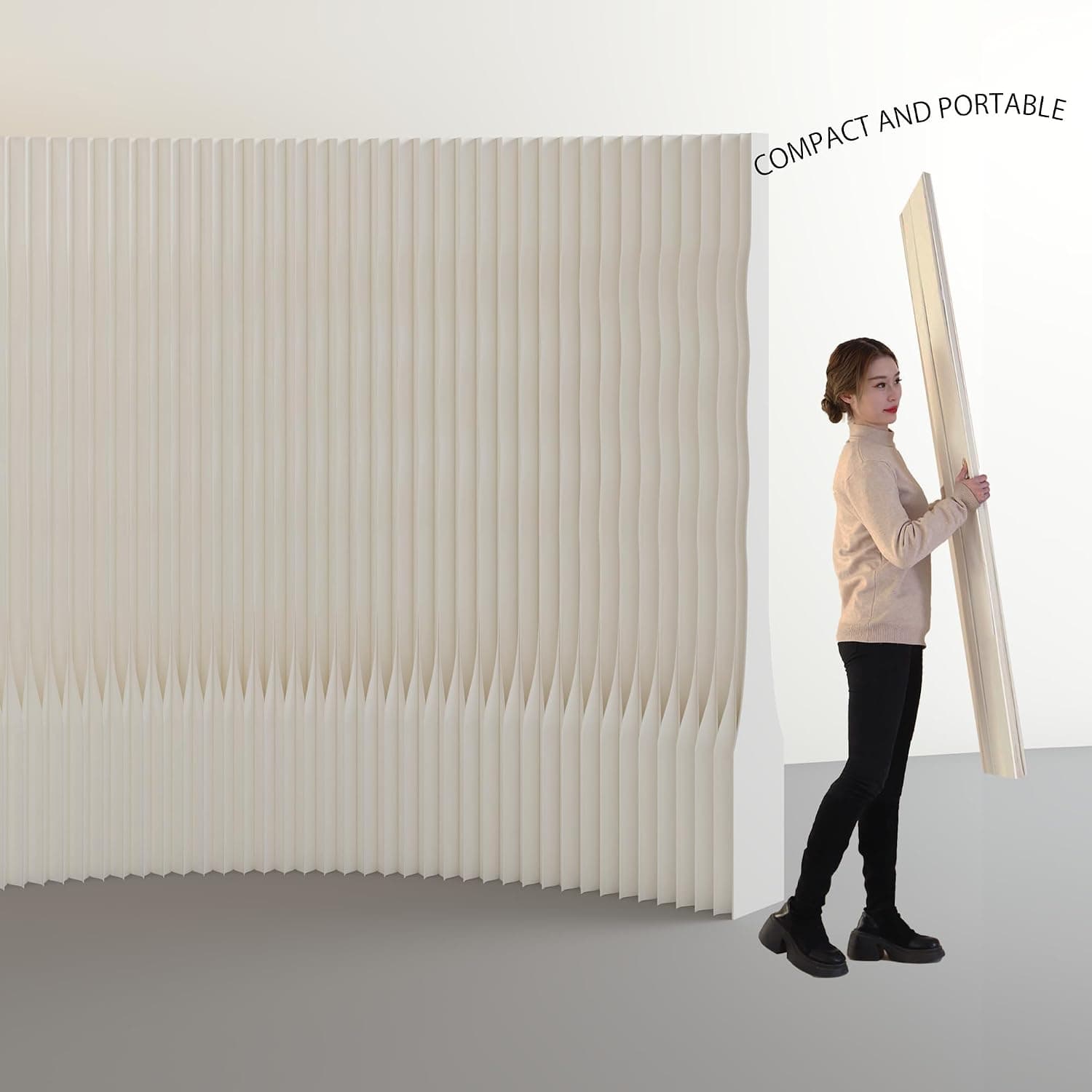 HELLOpoper Adjustable Foldable Privacy Wall, Freestanding Kraft Paper Divider for Flexible Spaces