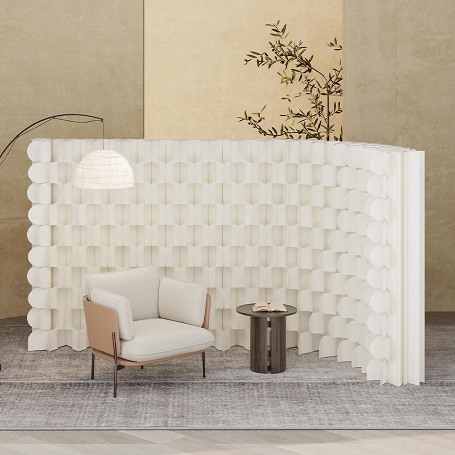 HELLOpoper Portable Accordion Room Divider, Foldable Kraft Paper Privacy Screen for Home & Office 2