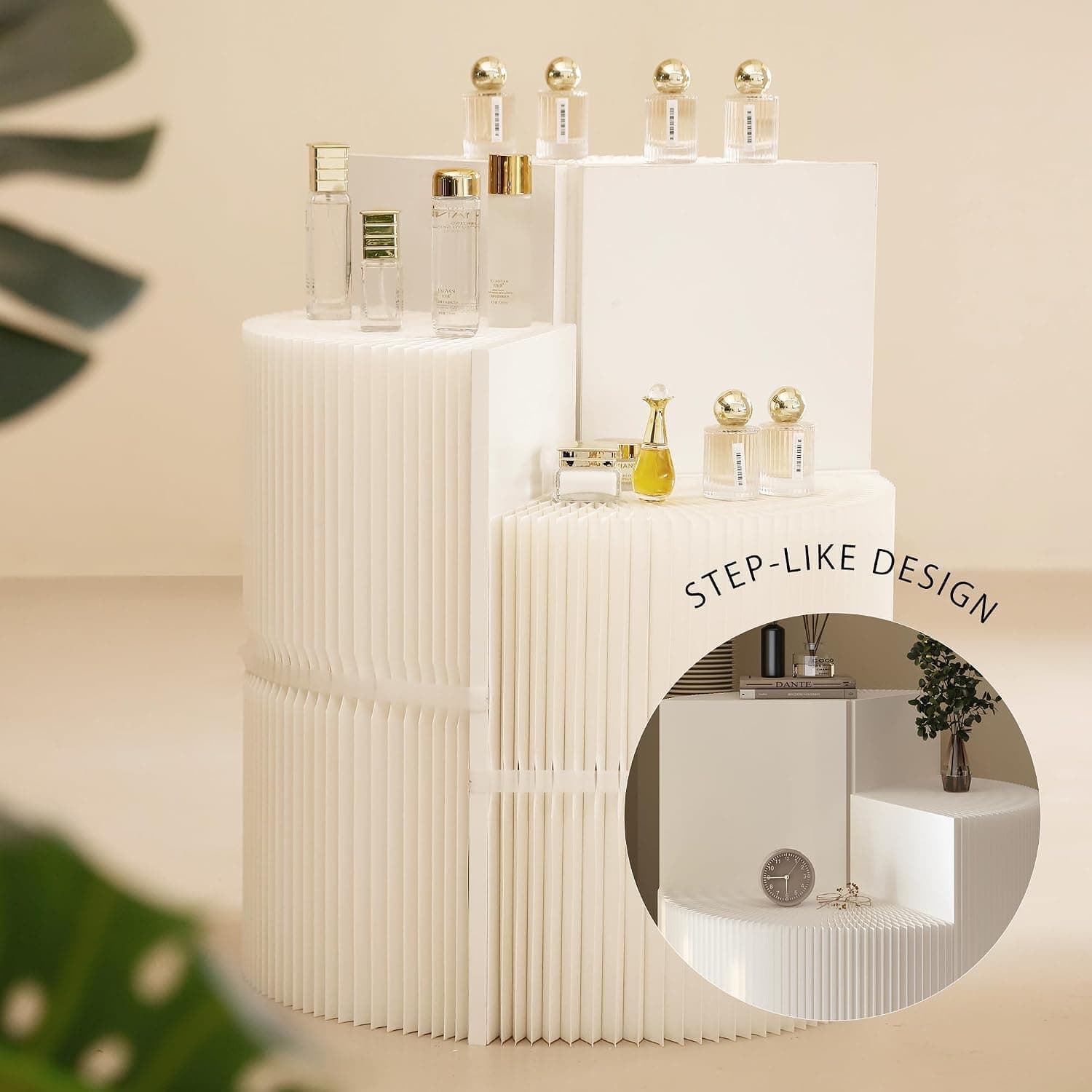 HELLOpoper Foldable Cylinder Pedestal Stands, Kraft Paper Display Stand for Store,Wedding,Party,Exhibition,Multifunctional Portable Table for Cake Plants Artworks Jewelry