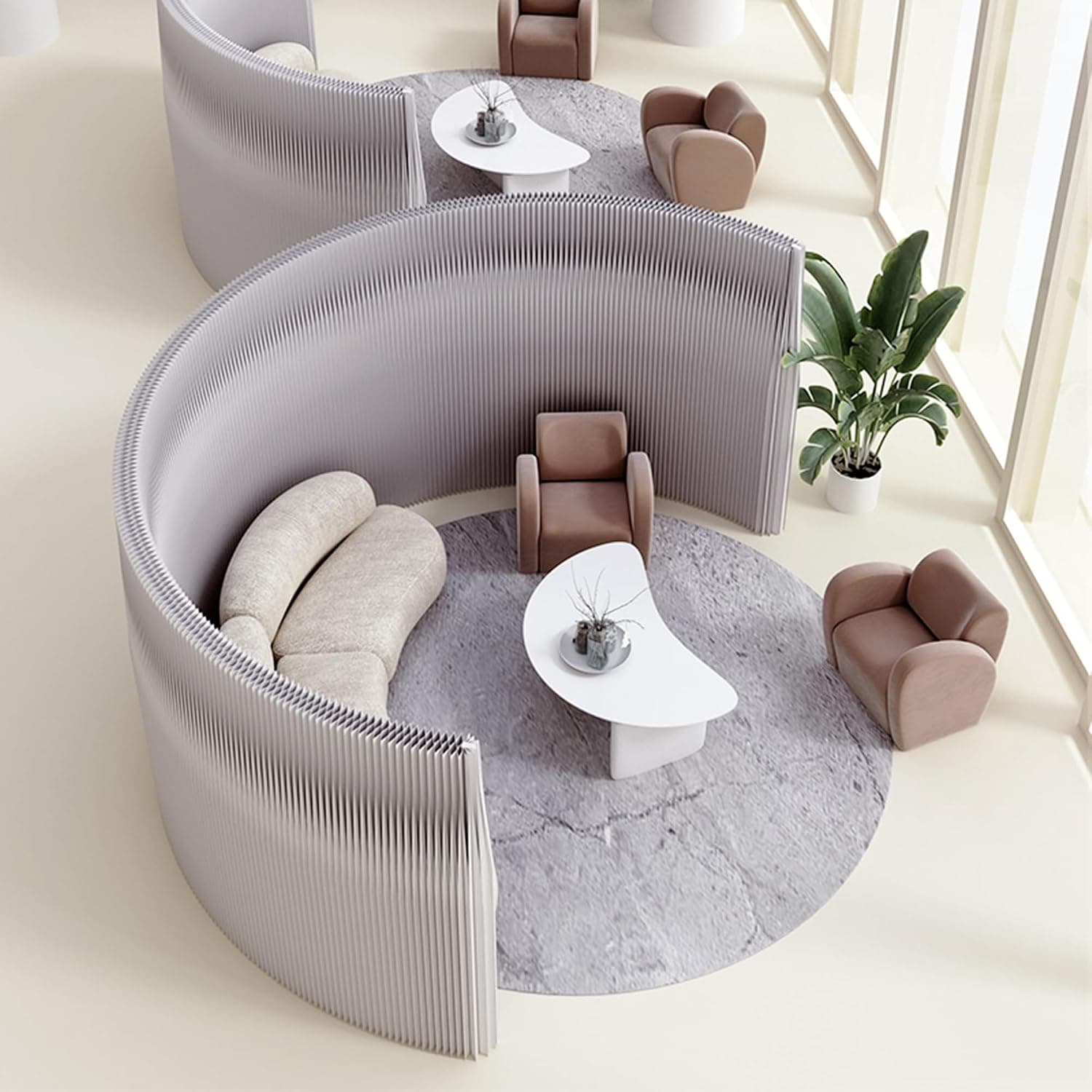 HELLOpoper Flexible Kraft Paper Privacy Screen, Foldable Room Divider for Home, Office & Salon 7