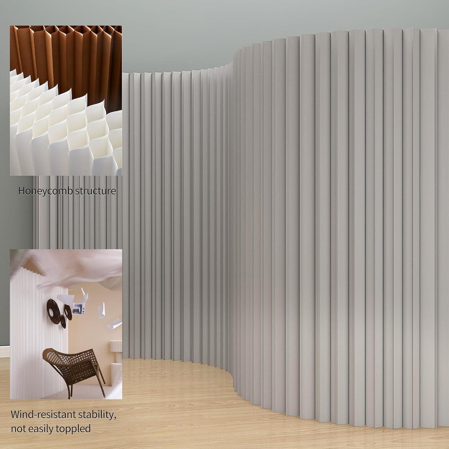 HELLOpoper Flexible Kraft Paper Privacy Screen, Foldable Room Divider for Home, Office & Salon 4