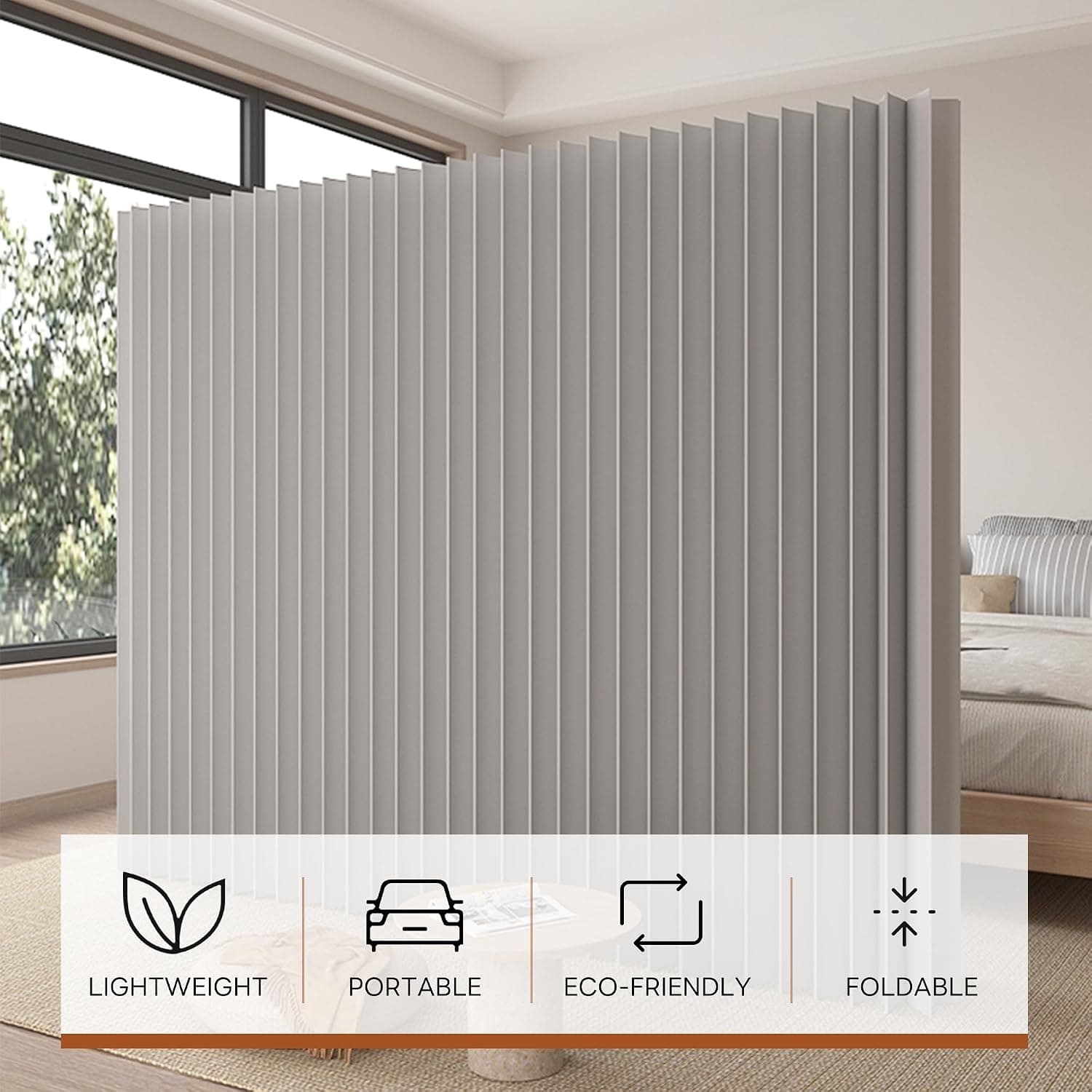 HELLOpoper Flexible Kraft Paper Privacy Screen, Foldable Room Divider for Home, Office & Salon 5