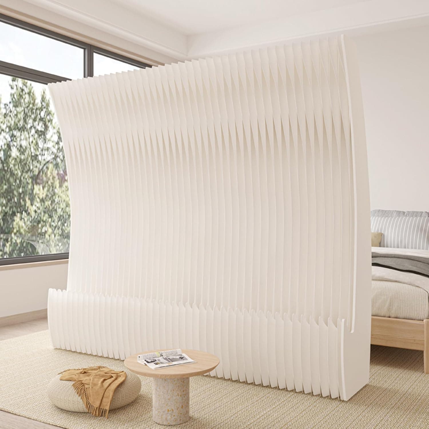 HELLOpoper Accordion Kraft Paper Partition Screen, Flexible Foldable Room Divider for Office & Salon