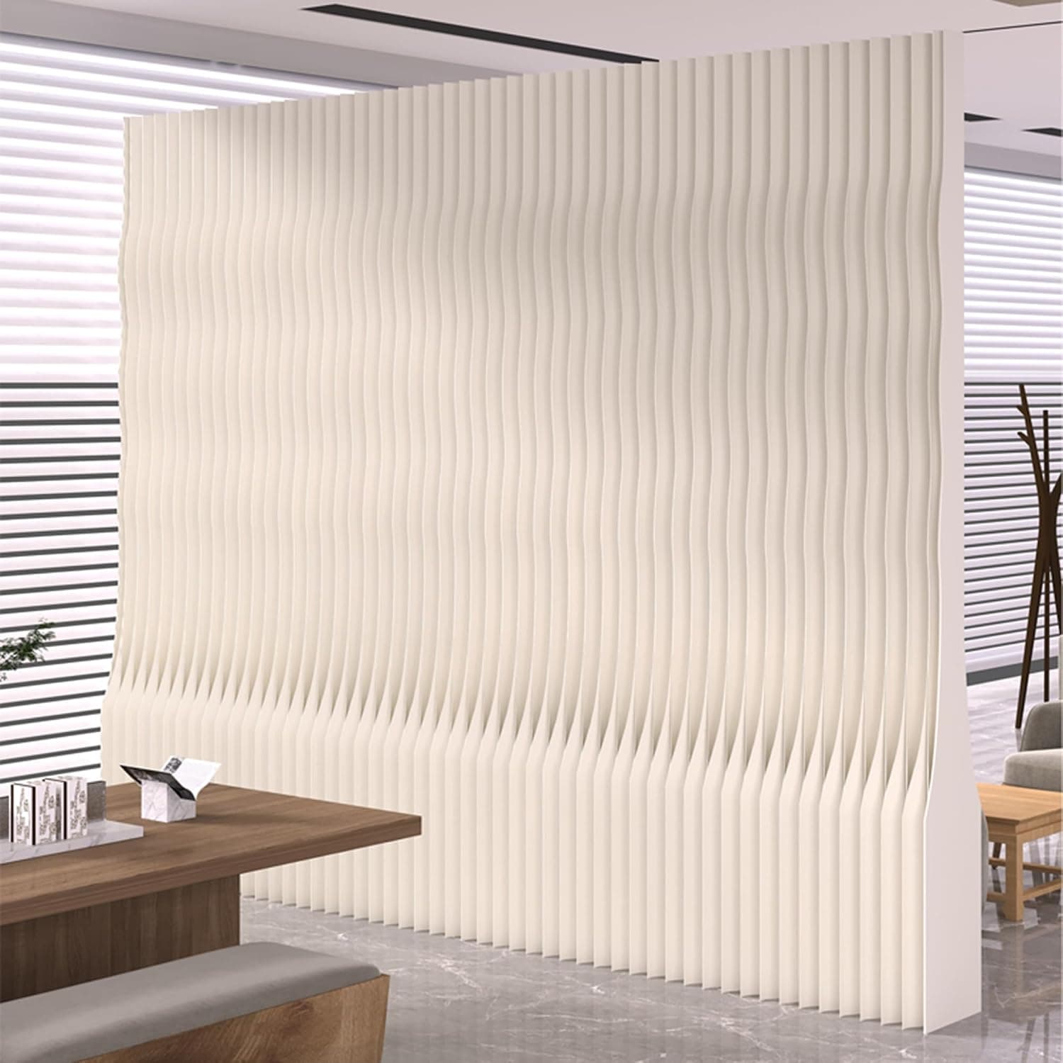 HELLOpoper Adjustable Foldable Privacy Wall, Freestanding Kraft Paper Divider for Flexible Spaces 2