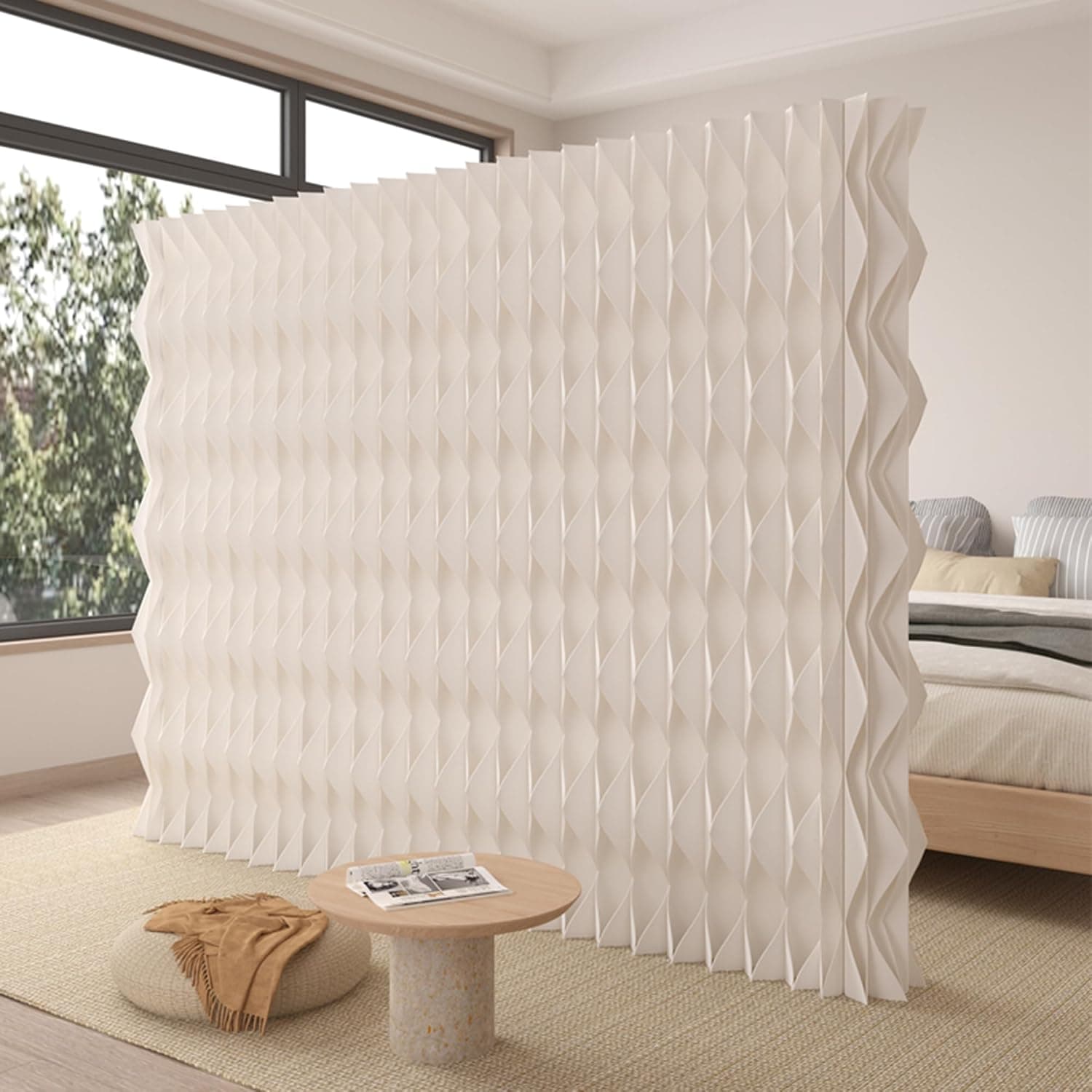 HELLOpoper Freestanding Kraft Paper Room Divider, Foldable Privacy Screen for Home & Office 3