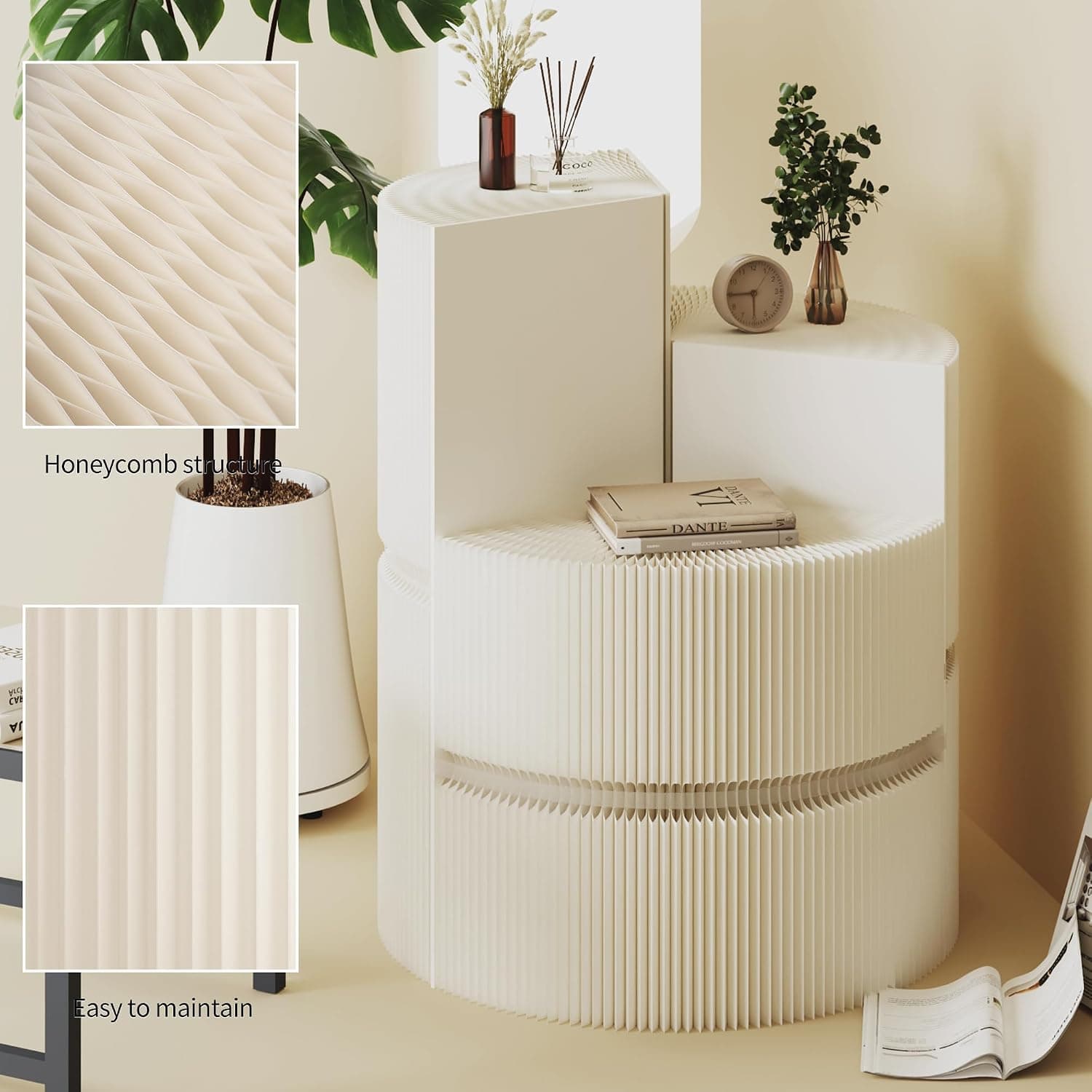 HELLOpoper Foldable Cylinder Pedestal Stands, Kraft Paper Display Stand for Store,Wedding,Party,Exhibition,Multifunctional Portable Table for Cake Plants Artworks Jewelry