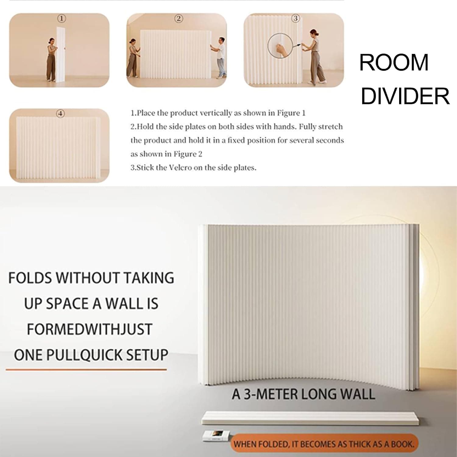 Foldable kraft paper room divider configured for a flexible interior layout
