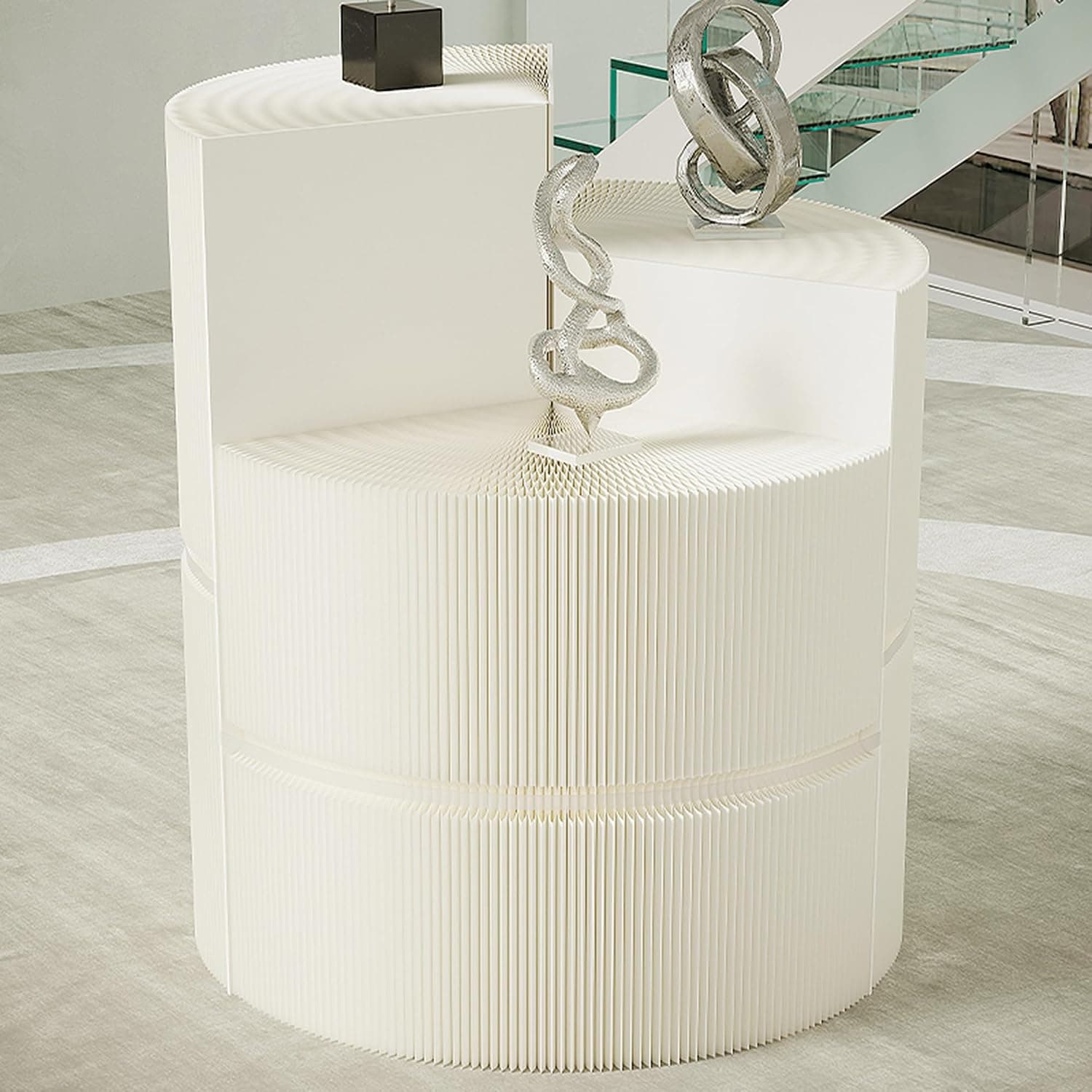 HELLOpoper Foldable Cylinder Pedestal Stands, Kraft Paper Display Stand for Store,Wedding,Party,Exhibition,Multifunctional Portable Table for Cake Plants Artworks Jewelry