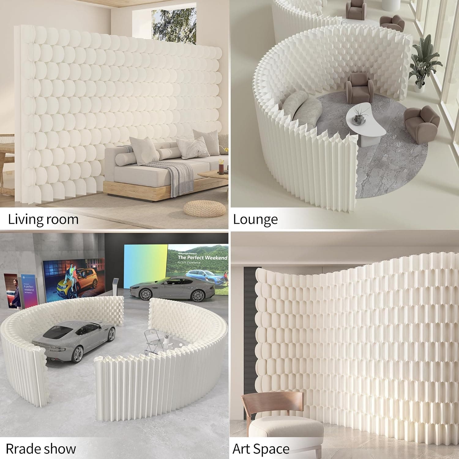 HELLOpoper Portable Accordion Room Divider, Foldable Kraft Paper Privacy Screen for Home & Office