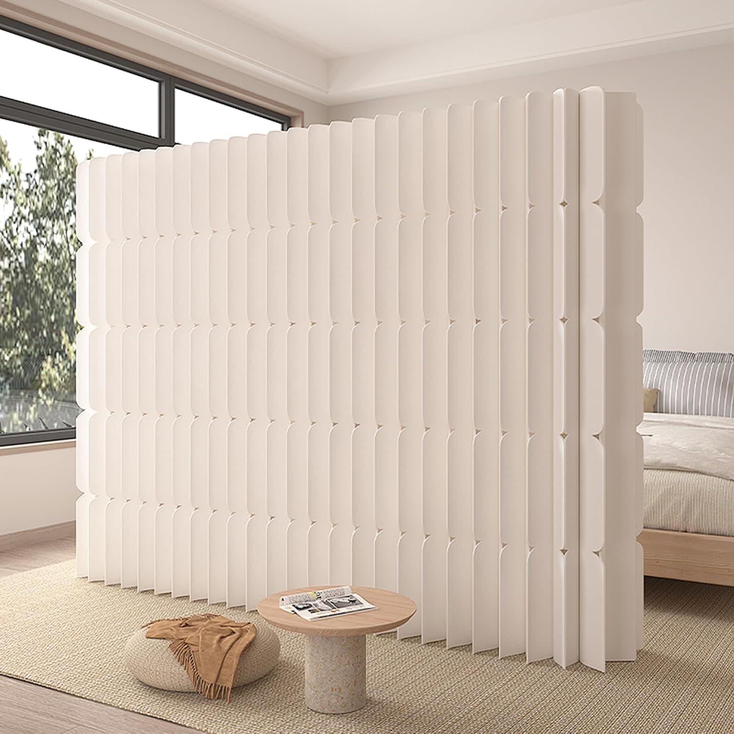 HELLOpoper Extra-Wide Foldable Privacy Screen, Freestanding Kraft Paper Room Divider for Open Spaces 2