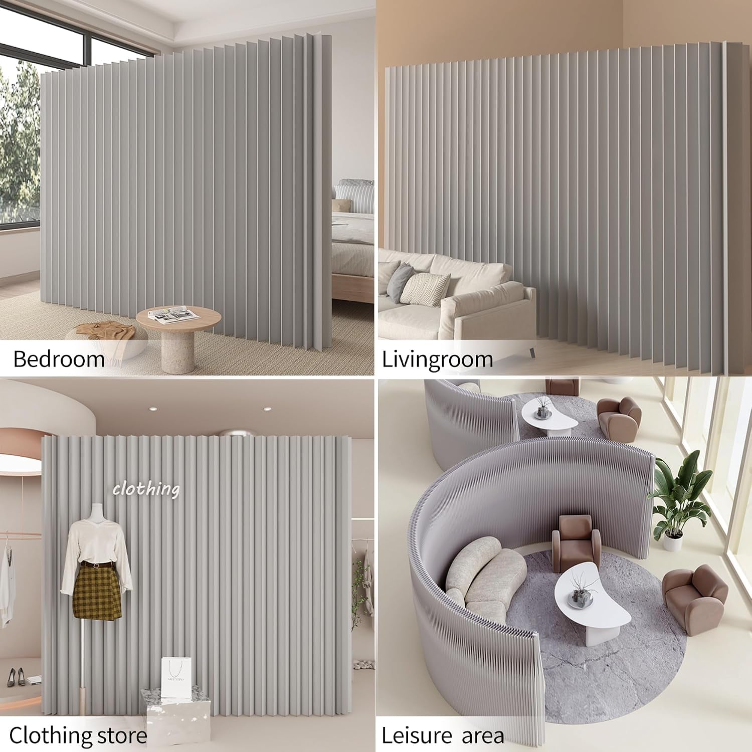 HELLOpoper Flexible Kraft Paper Privacy Screen, Foldable Room Divider for Home, Office & Salon